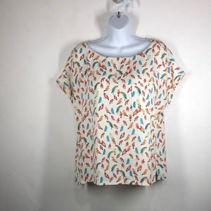Loft parrot print blouse size medium petite